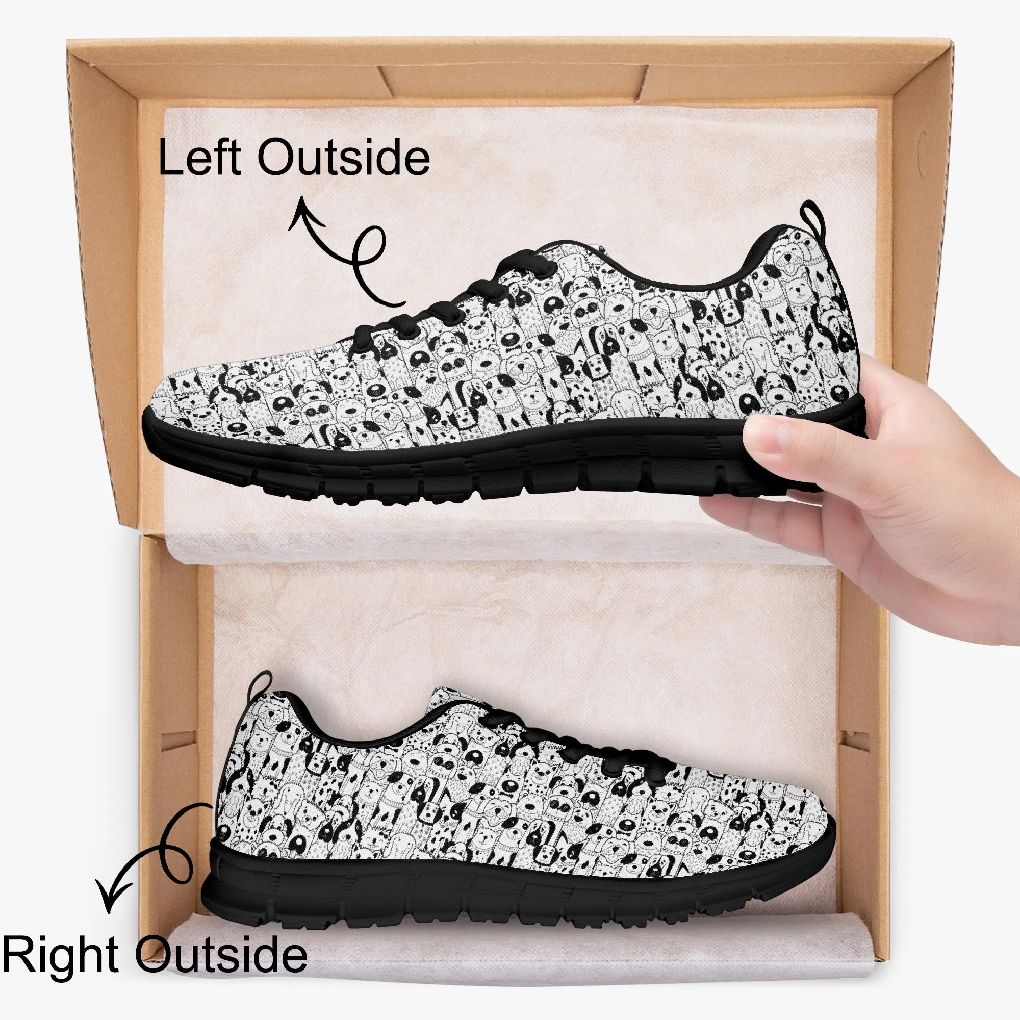 Puppy Dogs Printed Sneakers for Men Women, Running Shoes For Dog Lovers