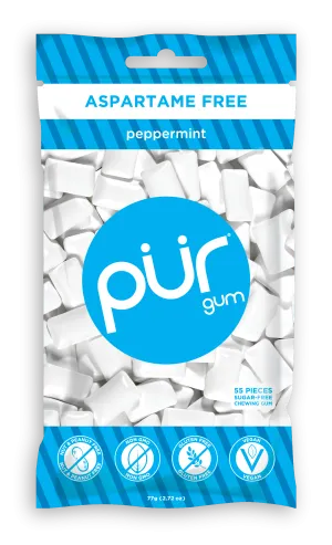 Pur Gum Sugar-Free Peppermint Gum Bag 80g  (55 Pieces)