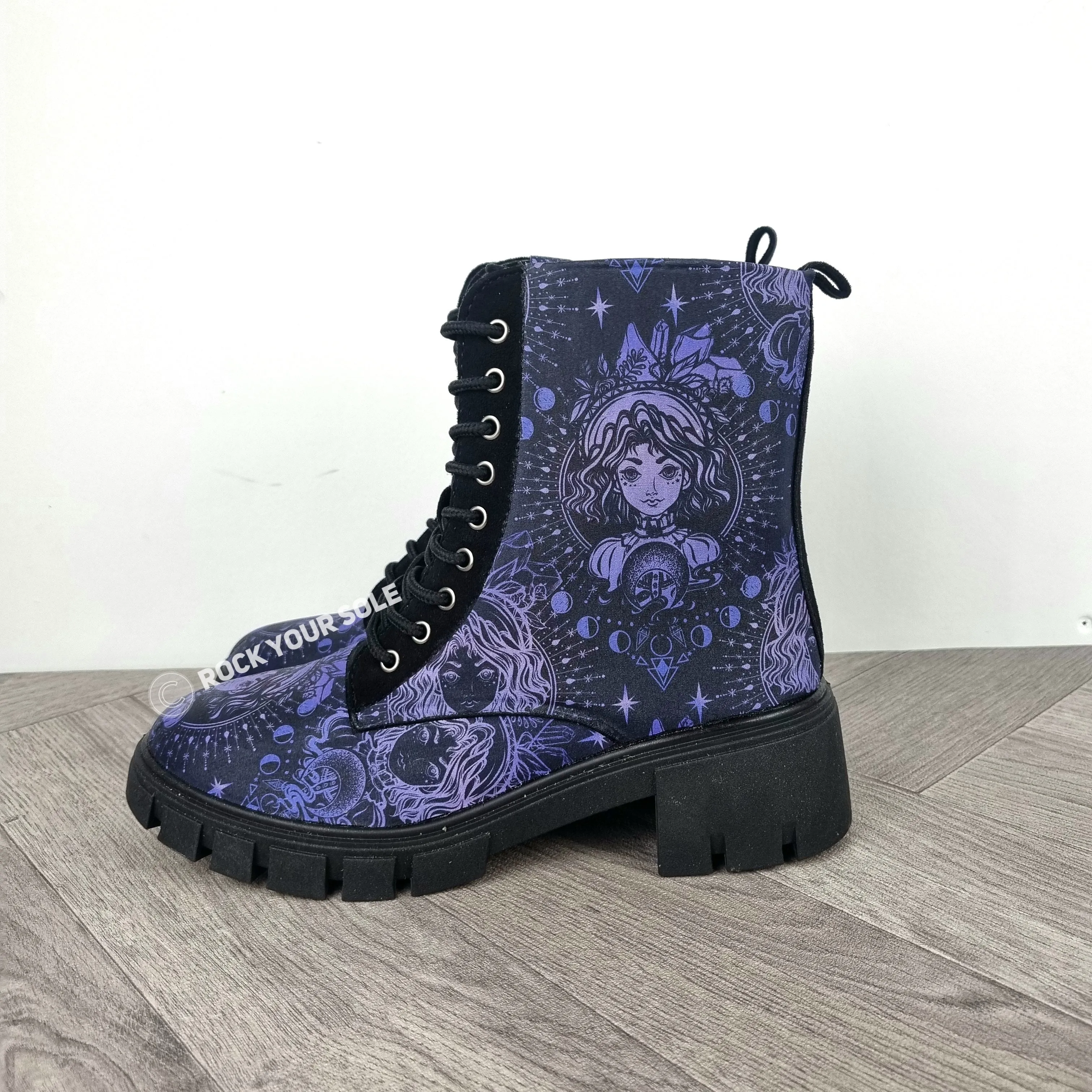 Purple Witch heel ankle boots
