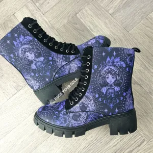 Purple Witch heel ankle boots