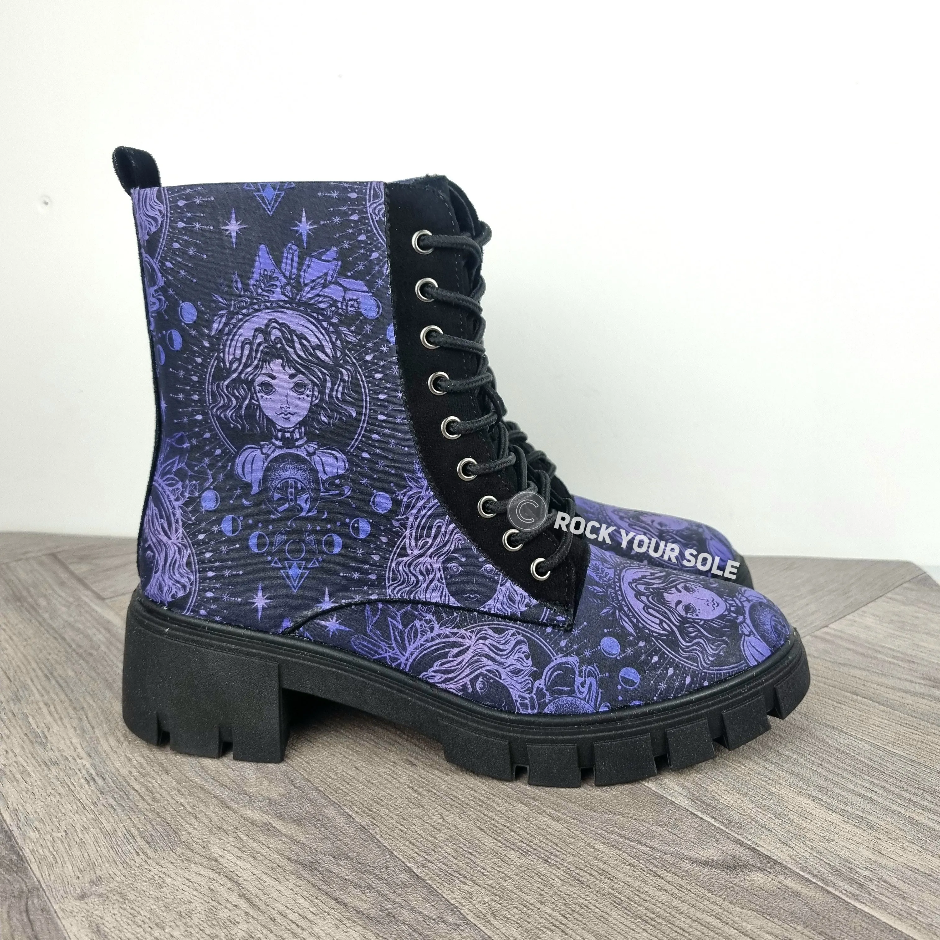 Purple Witch heel ankle boots