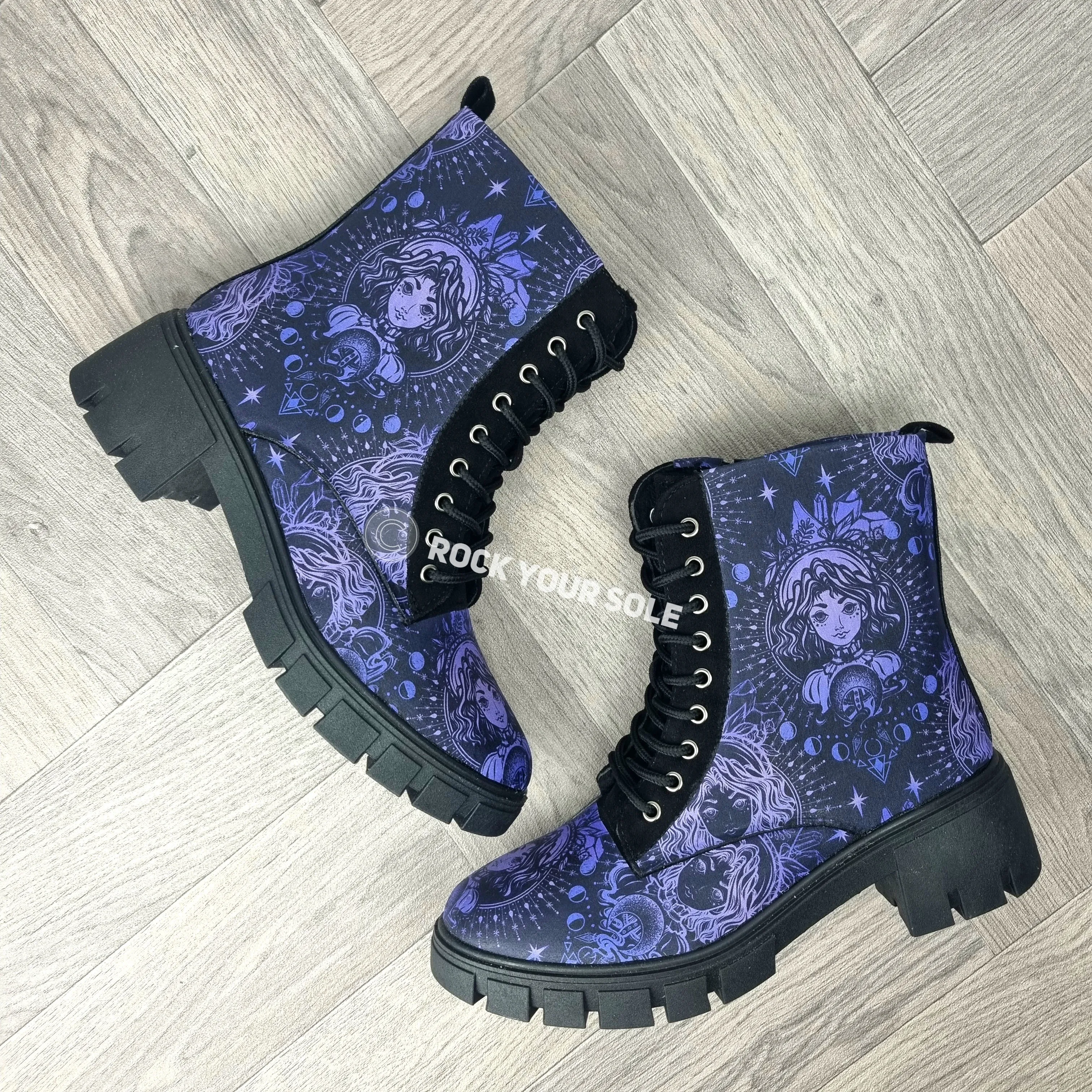 Purple Witch heel ankle boots