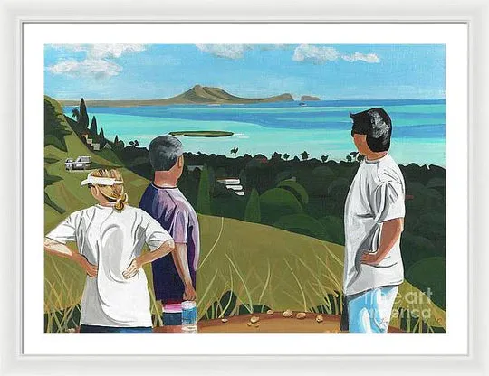 "Pillbox Hike" Windward Oahu, Lanikai, Beautiful View in Hawaii - Framed Print