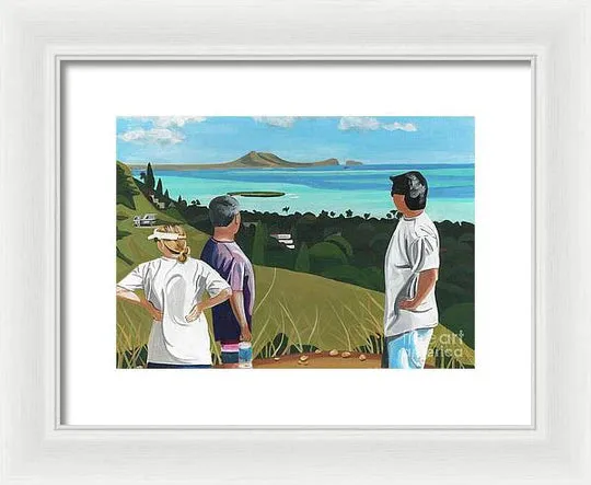 "Pillbox Hike" Windward Oahu, Lanikai, Beautiful View in Hawaii - Framed Print