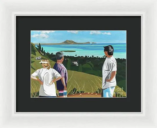 "Pillbox Hike" Windward Oahu, Lanikai, Beautiful View in Hawaii - Framed Print