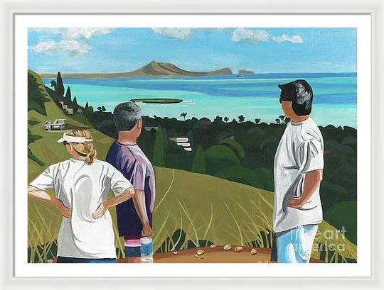 "Pillbox Hike" Windward Oahu, Lanikai, Beautiful View in Hawaii - Framed Print
