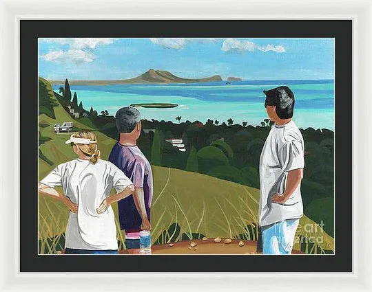 "Pillbox Hike" Windward Oahu, Lanikai, Beautiful View in Hawaii - Framed Print