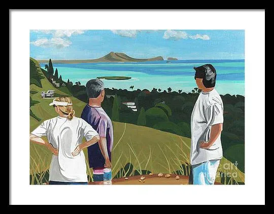 "Pillbox Hike" Windward Oahu, Lanikai, Beautiful View in Hawaii - Framed Print