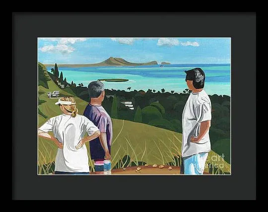"Pillbox Hike" Windward Oahu, Lanikai, Beautiful View in Hawaii - Framed Print