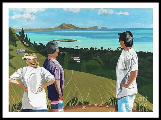 "Pillbox Hike" Windward Oahu, Lanikai, Beautiful View in Hawaii - Framed Print