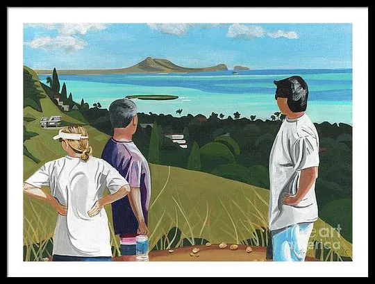 "Pillbox Hike" Windward Oahu, Lanikai, Beautiful View in Hawaii - Framed Print