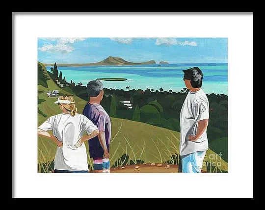 "Pillbox Hike" Windward Oahu, Lanikai, Beautiful View in Hawaii - Framed Print