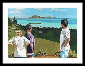 "Pillbox Hike" Windward Oahu, Lanikai, Beautiful View in Hawaii - Framed Print