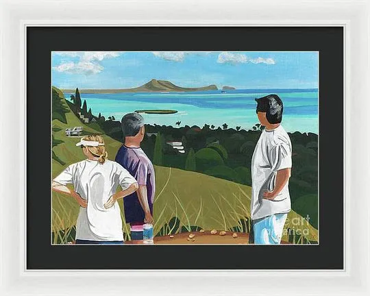 "Pillbox Hike" Windward Oahu, Lanikai, Beautiful View in Hawaii - Framed Print