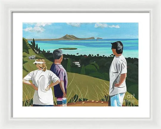 "Pillbox Hike" Windward Oahu, Lanikai, Beautiful View in Hawaii - Framed Print