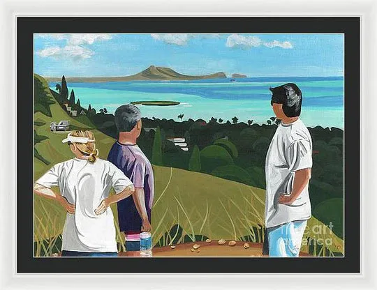 "Pillbox Hike" Windward Oahu, Lanikai, Beautiful View in Hawaii - Framed Print