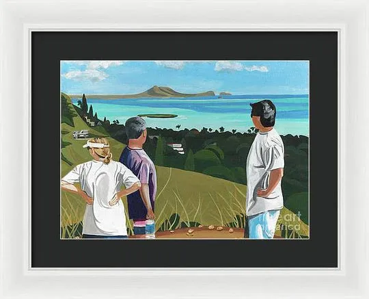 "Pillbox Hike" Windward Oahu, Lanikai, Beautiful View in Hawaii - Framed Print