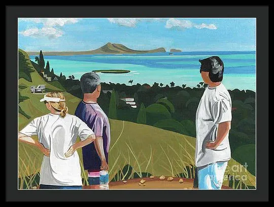 "Pillbox Hike" Windward Oahu, Lanikai, Beautiful View in Hawaii - Framed Print
