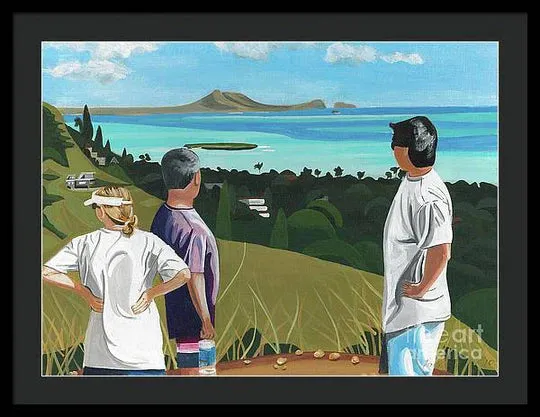 "Pillbox Hike" Windward Oahu, Lanikai, Beautiful View in Hawaii - Framed Print