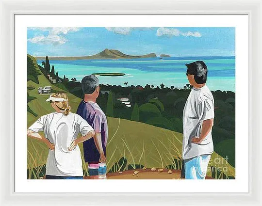 "Pillbox Hike" Windward Oahu, Lanikai, Beautiful View in Hawaii - Framed Print