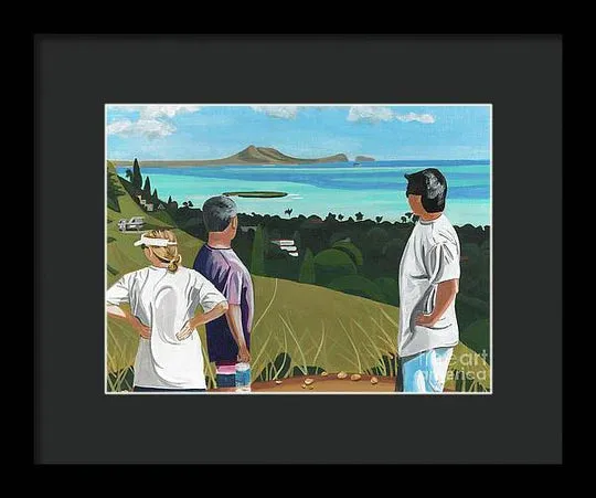 "Pillbox Hike" Windward Oahu, Lanikai, Beautiful View in Hawaii - Framed Print
