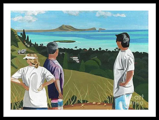 "Pillbox Hike" Windward Oahu, Lanikai, Beautiful View in Hawaii - Framed Print