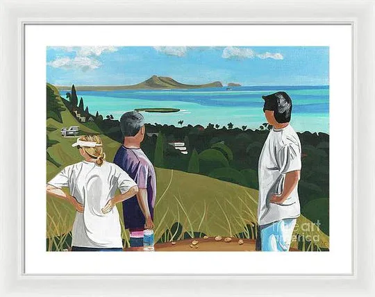 "Pillbox Hike" Windward Oahu, Lanikai, Beautiful View in Hawaii - Framed Print