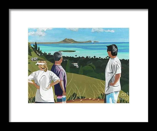 "Pillbox Hike" Windward Oahu, Lanikai, Beautiful View in Hawaii - Framed Print