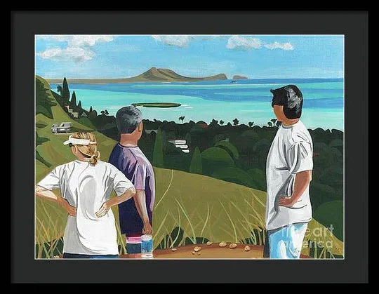 "Pillbox Hike" Windward Oahu, Lanikai, Beautiful View in Hawaii - Framed Print