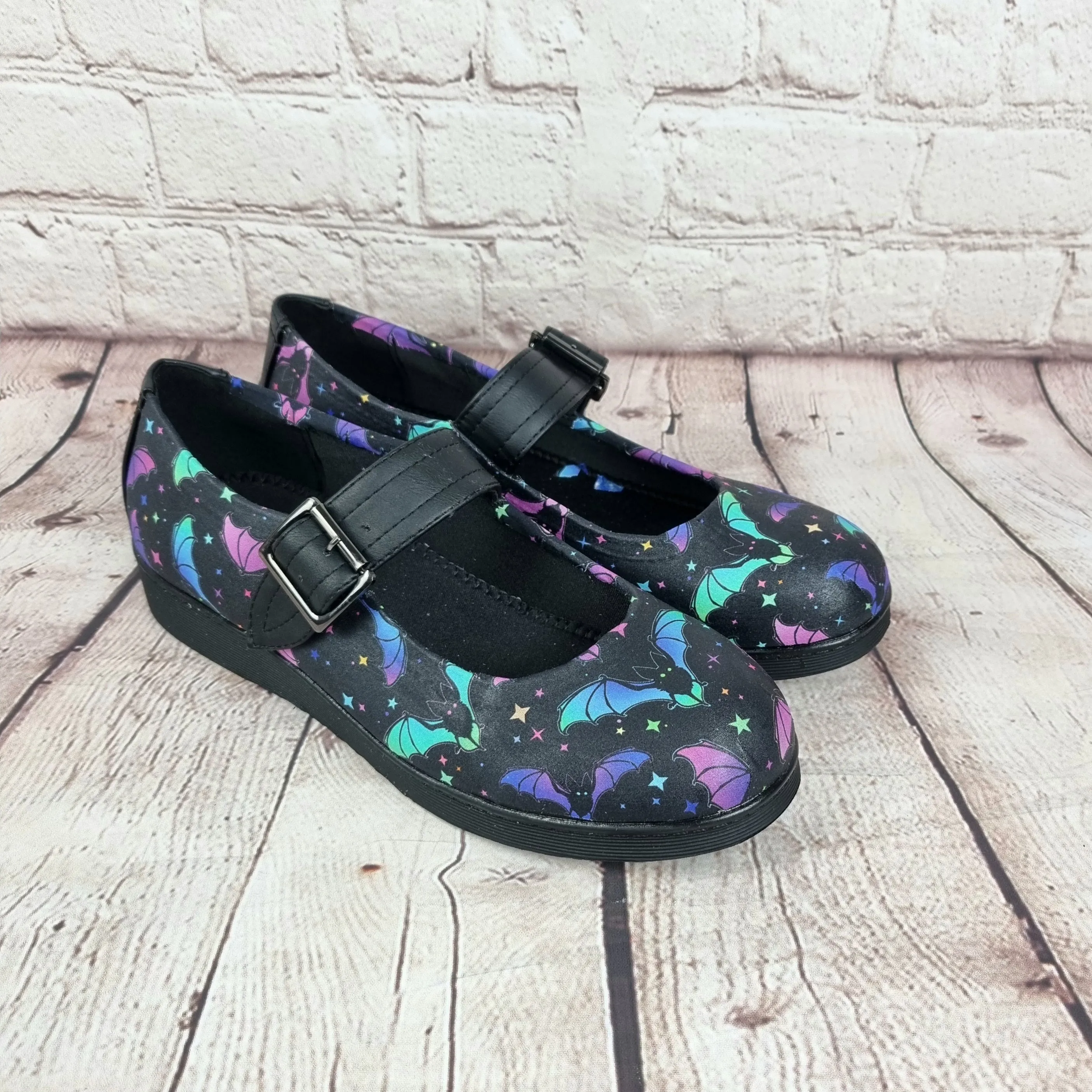 Rainbow Bats Mary Jane's Pumps