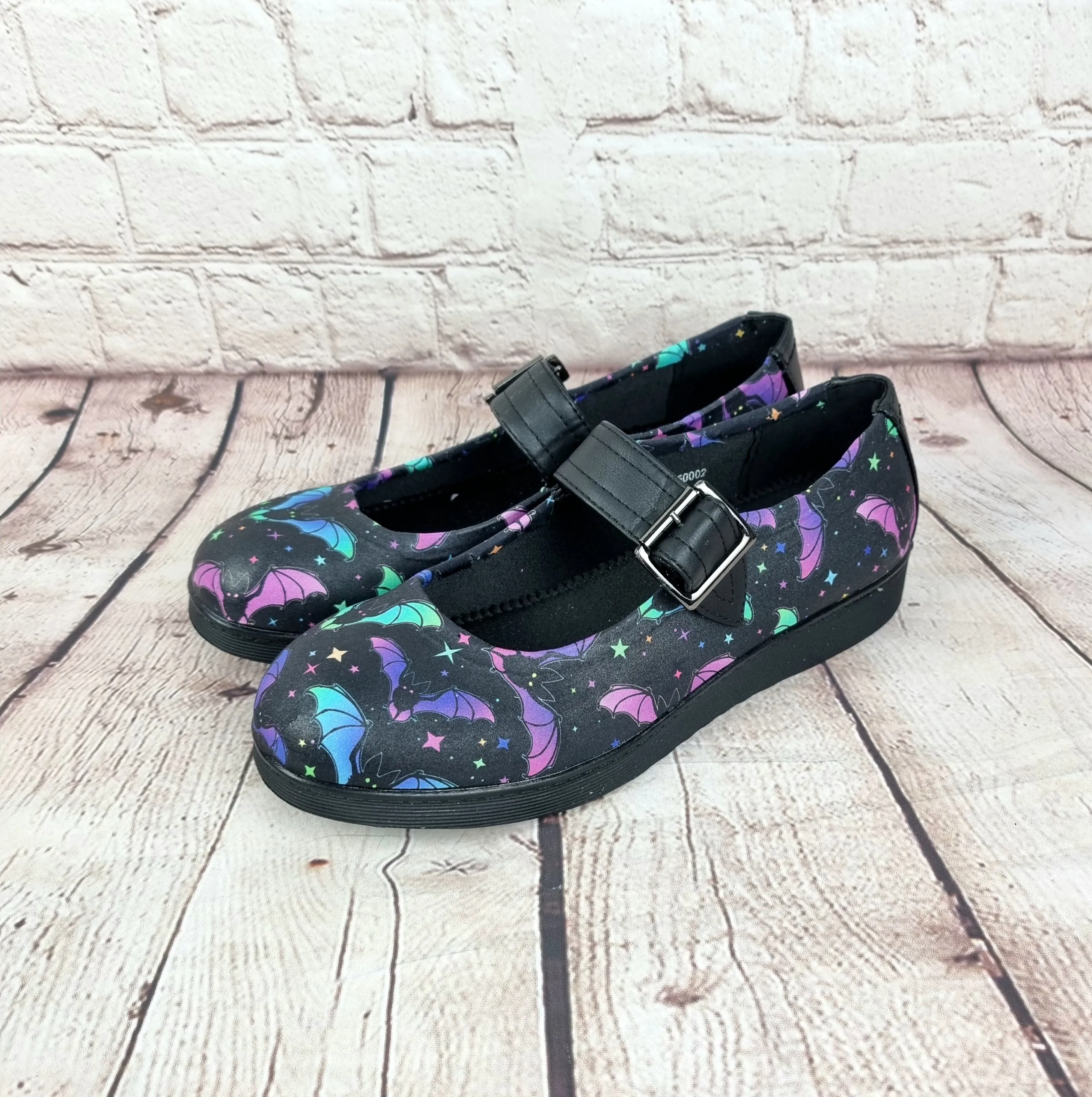 Rainbow Bats Mary Jane's Pumps