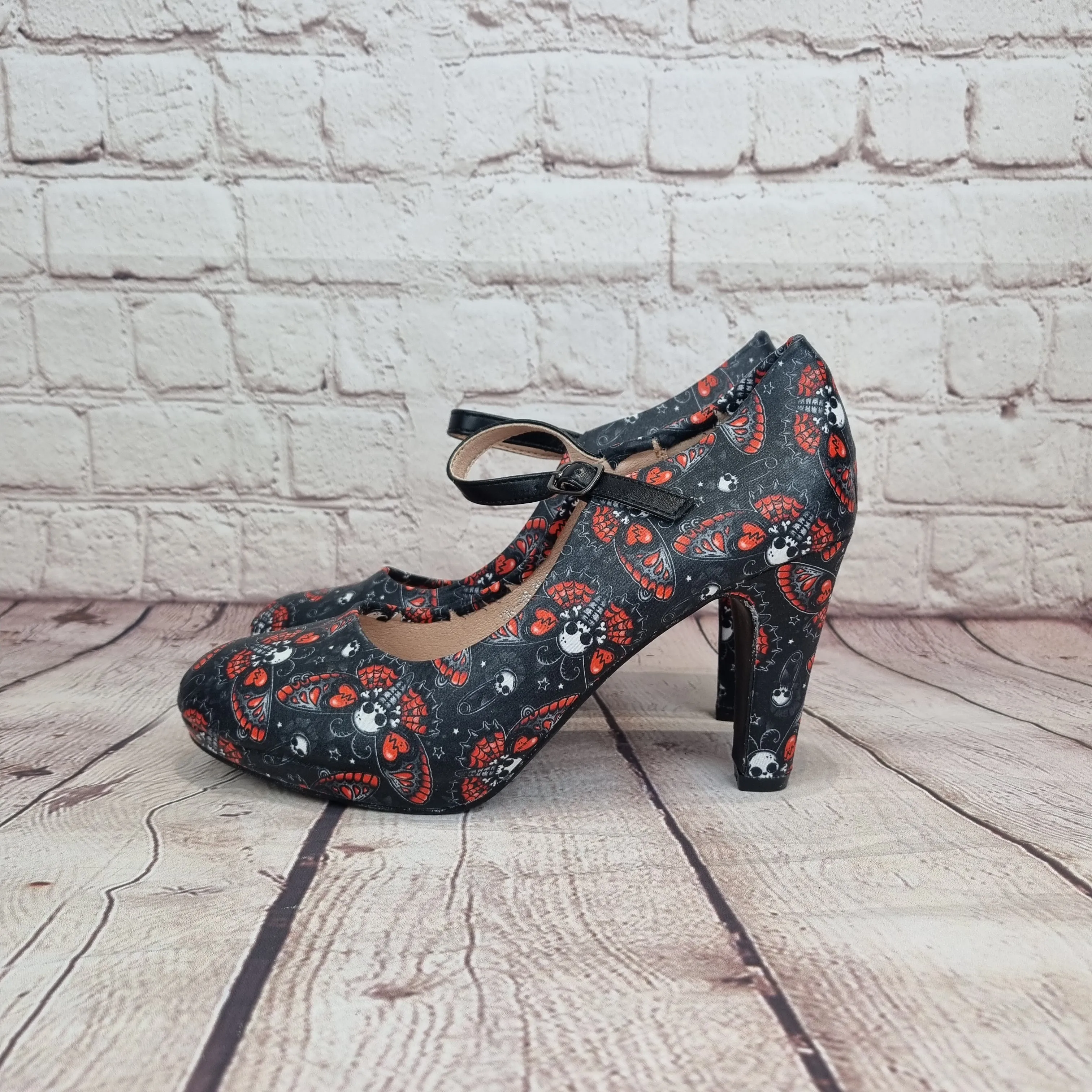 Red Death Moth 4inch heels with staps