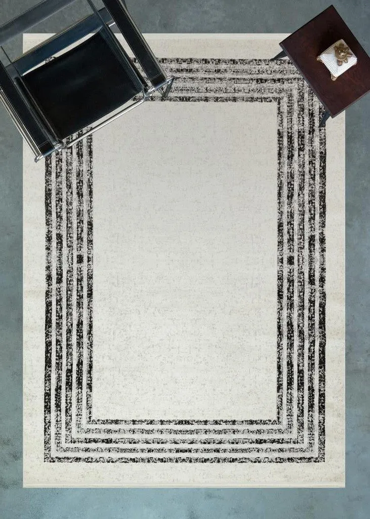 Riena Thin Black Kitchen Rug with Washable Non-Slip Base 1142