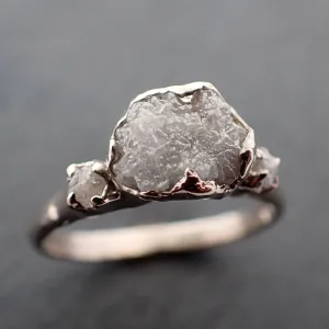 rough diamond 14k white gold engagement multi stone wedding ring byangeline 3416 Alternative Engagement