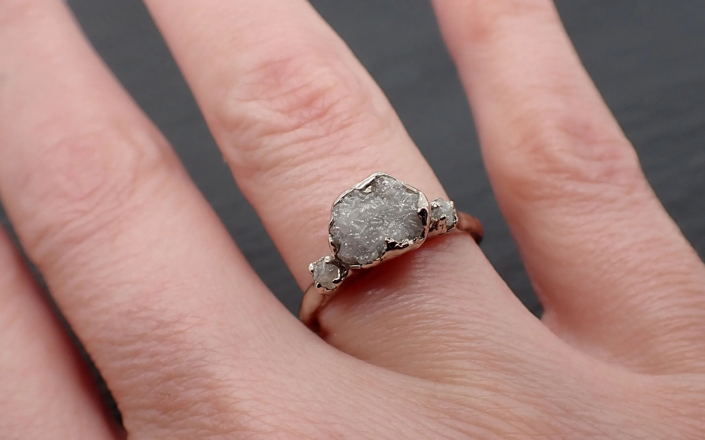 rough diamond 14k white gold engagement multi stone wedding ring byangeline 3416 Alternative Engagement