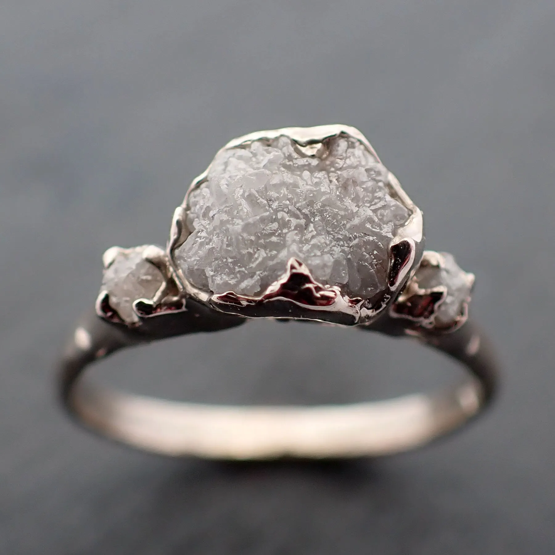 rough diamond 14k white gold engagement multi stone wedding ring byangeline 3416 Alternative Engagement