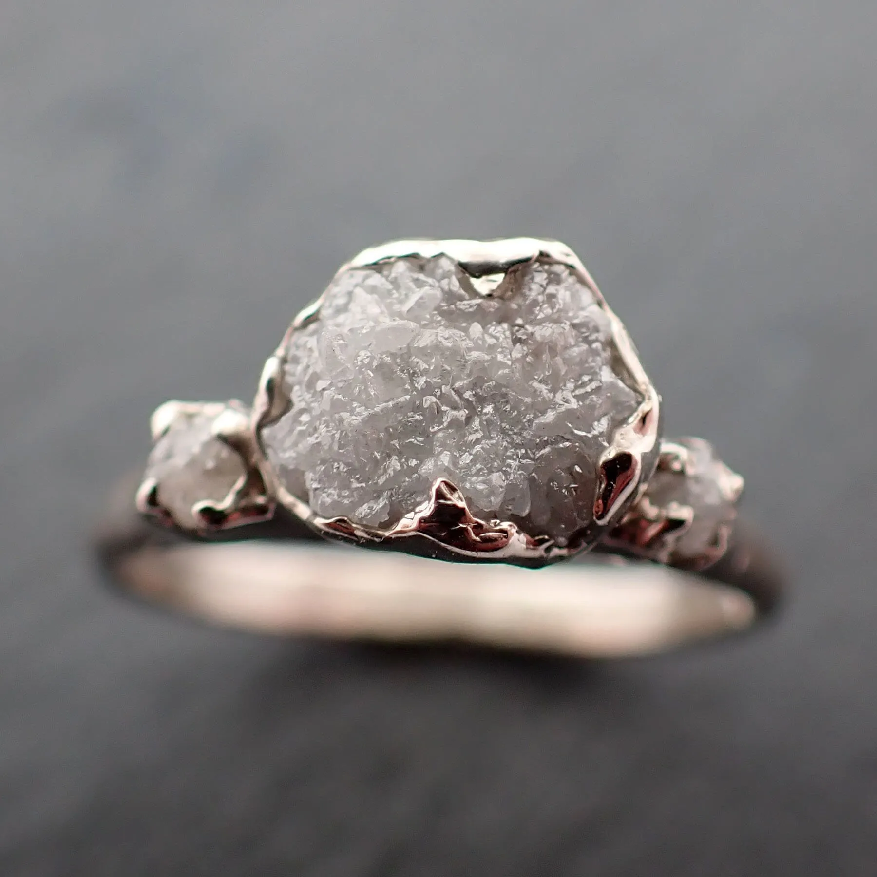 rough diamond 14k white gold engagement multi stone wedding ring byangeline 3416 Alternative Engagement