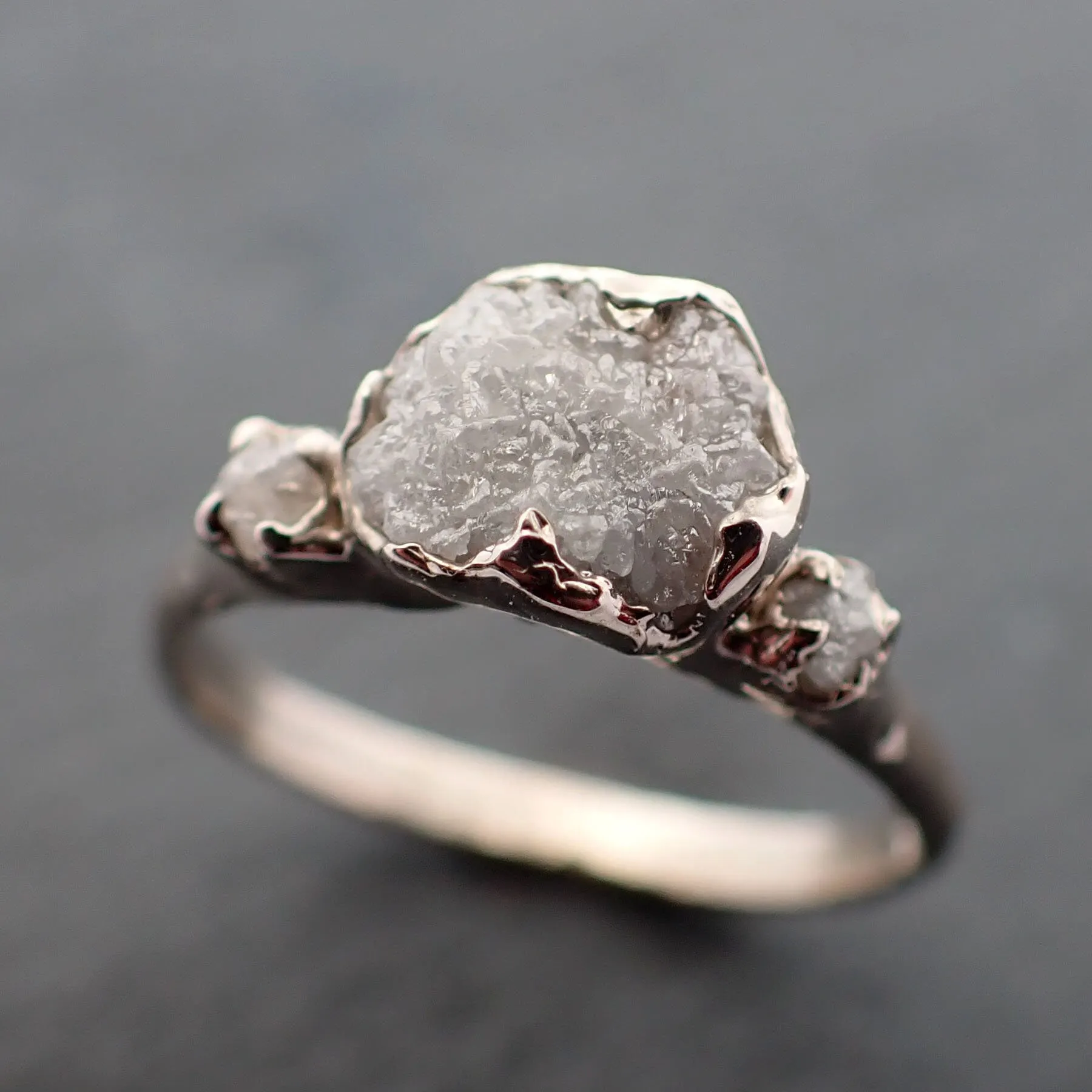 rough diamond 14k white gold engagement multi stone wedding ring byangeline 3416 Alternative Engagement