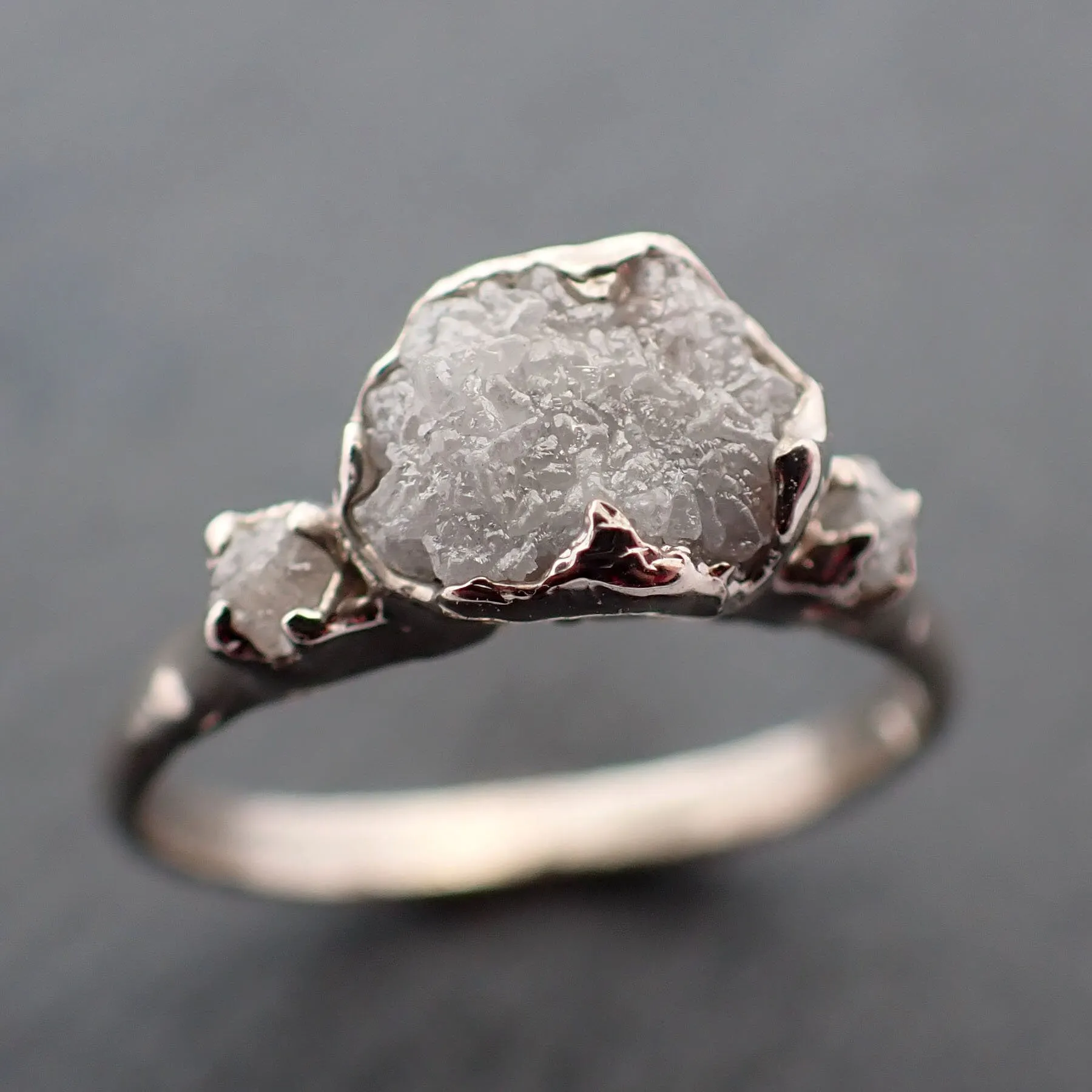 rough diamond 14k white gold engagement multi stone wedding ring byangeline 3416 Alternative Engagement