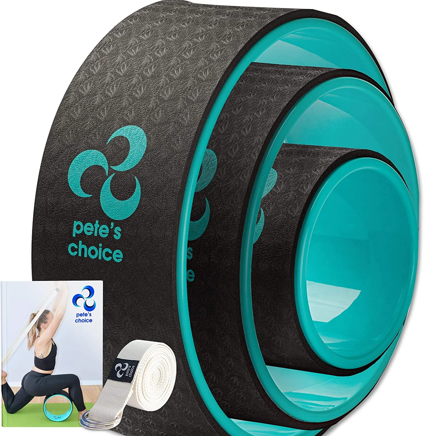 Ruedas de yoga con correa de yoga y guía de ejercicios. Accesorio cómodo y duradero para equilibrio de yoga, aumenta la flexibilidad y mejora la postura.