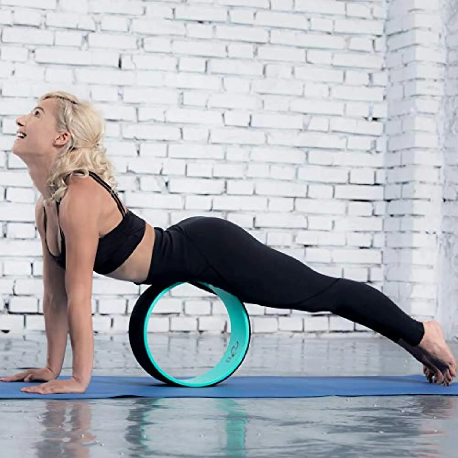 Ruedas de yoga con correa de yoga y guía de ejercicios. Accesorio cómodo y duradero para equilibrio de yoga, aumenta la flexibilidad y mejora la postura.