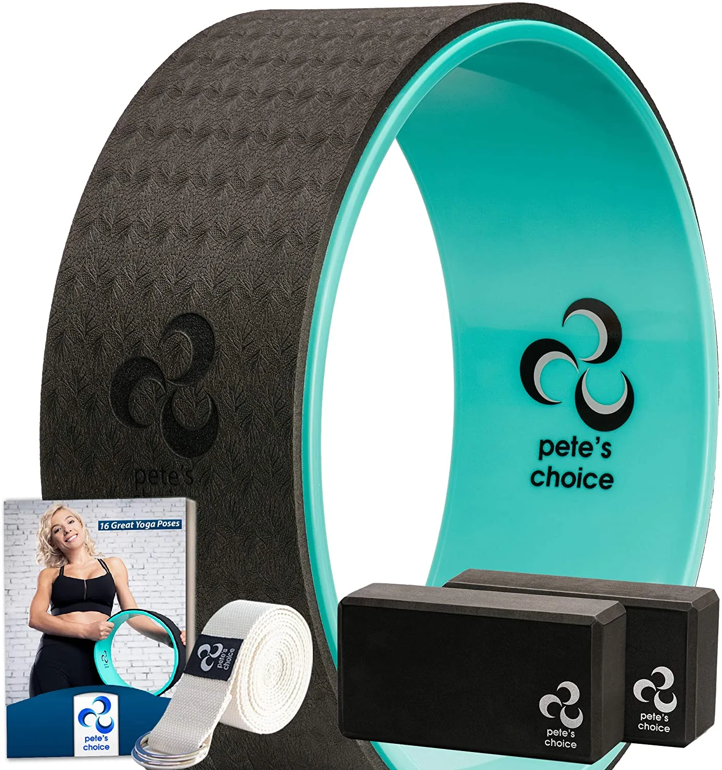 Ruedas de yoga con correa de yoga y guía de ejercicios. Accesorio cómodo y duradero para equilibrio de yoga, aumenta la flexibilidad y mejora la postura.