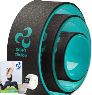 Ruedas de yoga con correa de yoga y guía de ejercicios. Accesorio cómodo y duradero para equilibrio de yoga, aumenta la flexibilidad y mejora la postura.