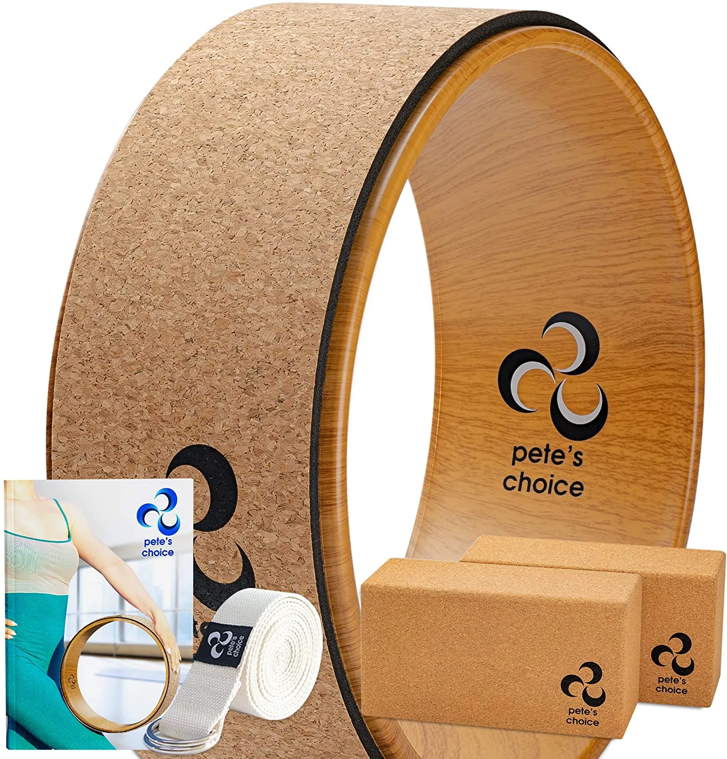 Ruedas de yoga con correa de yoga y guía de ejercicios. Accesorio cómodo y duradero para equilibrio de yoga, aumenta la flexibilidad y mejora la postura.