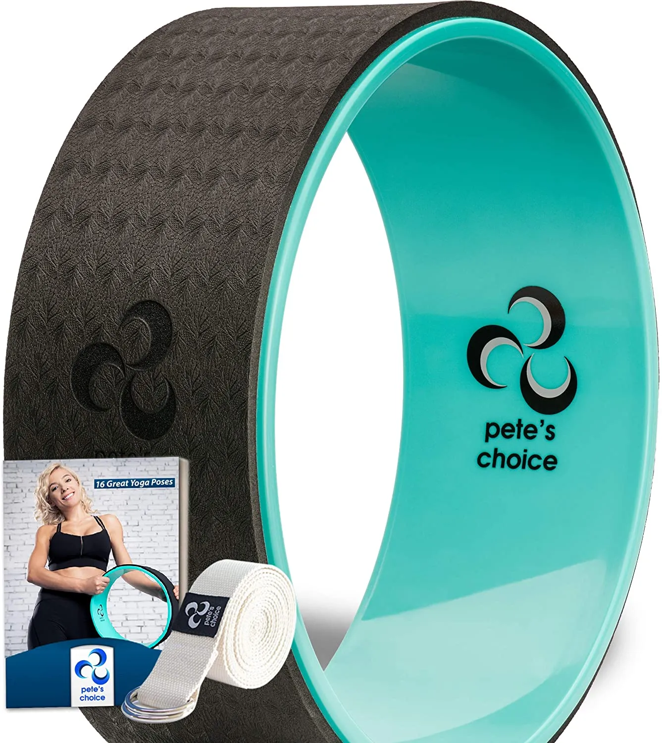 Ruedas de yoga con correa de yoga y guía de ejercicios. Accesorio cómodo y duradero para equilibrio de yoga, aumenta la flexibilidad y mejora la postura.