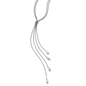 Silver Multi-strand Bead Dangle Knot Necklace