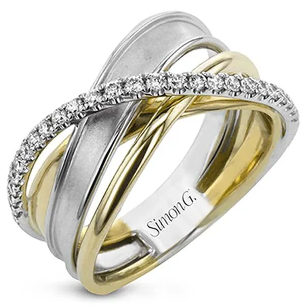 Simon G. 18K Multi-Layer Tri-Color Gold Diamond Ring