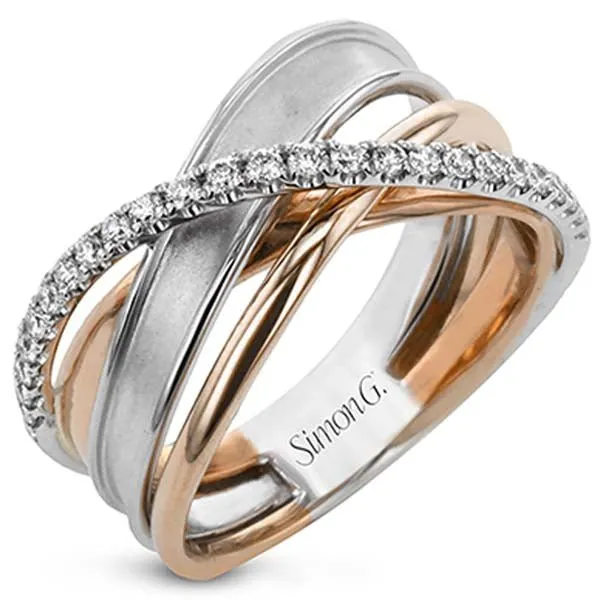 Simon G. 18K Multi-Layer Tri-Color Gold Diamond Ring