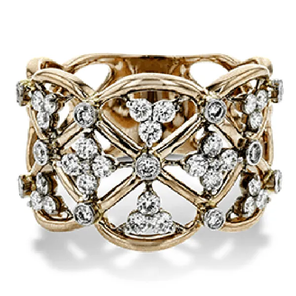 Simon G. 18K Two-Tone Gold Trellis Diamond Ring