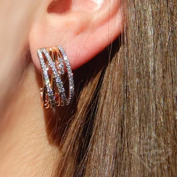 Simon G. 18K Two-Tone Rose Gold Multi-Layer Diamond Earrings
